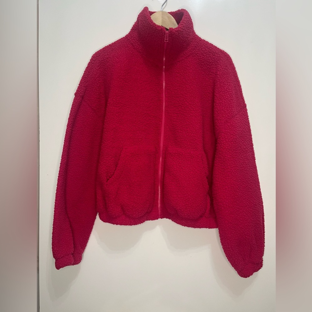 Old Navy HOT PINK Jacket with Cozy Sherpa Fleece Material size Medium